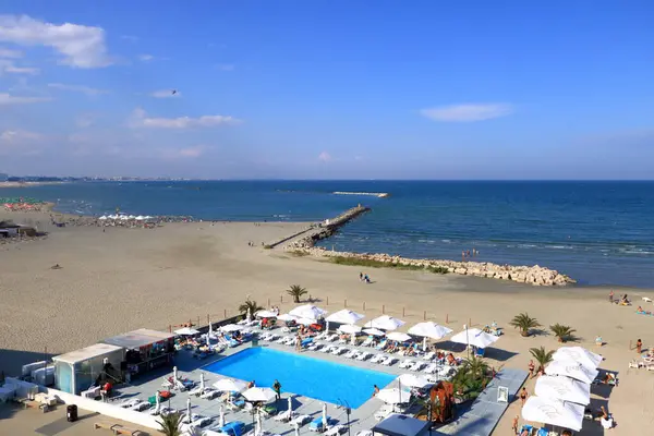 Luftaufnahme Von Constanta Mamaia Beliebter Touristenort Und Ferienort Schwarzen Meer — Stockfoto