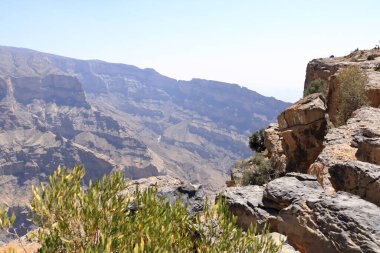 Jebel Shams yakınlarındaki dağ manzarası, Umman.