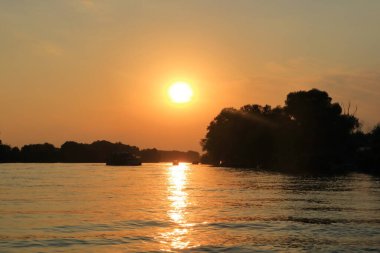 Romanya 'da Tuna Deltasında gün batımı