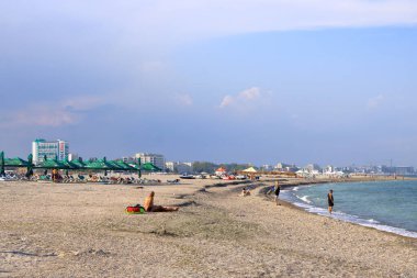 14 Eylül 2021 - Romanya 'da Köstence, Mamaia: Karadeniz kıyısında popüler turizm ve tatil yeri