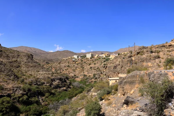 Blick Auf Ruinen Eines Verlassenen Dorfes Wadi Bani Habib Jebel — Stockfoto