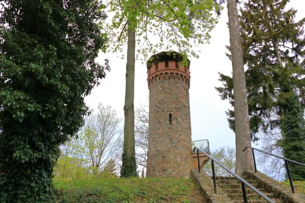 Torre Tijolo Vermelho Velho Askania Askaniaturm Wildau Schorfheide Perto Lago — Fotografia de Stock