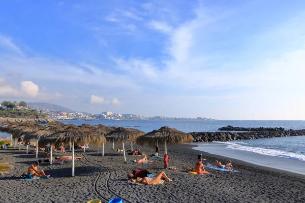 November 2021 Costa Adeje Tenerife Spain Tourists Relaxing Playing Black — Photo