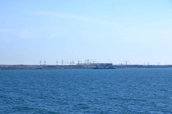 June 2022 Roedby Denmark Cranes Excavators Working New Port Facility — Fotografia de Stock