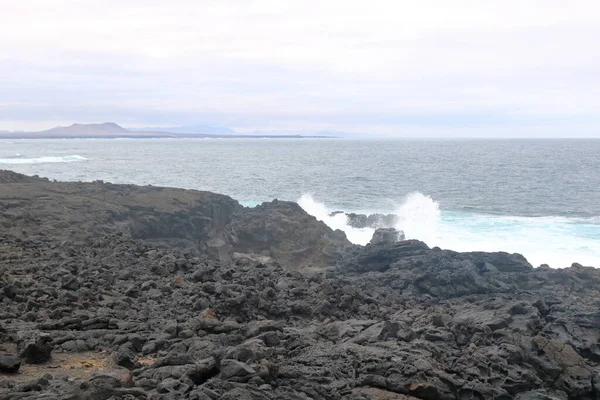 Vulkanlandschaft Mit Vulkanen Und Kratern Auf Lanzarote Kanaren Spanien — Stockfoto