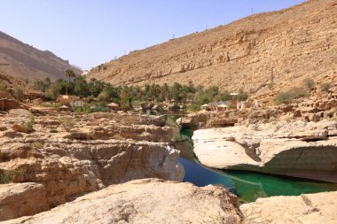 Wadi Bani Khalid 'in olağanüstü doğası, Umman.