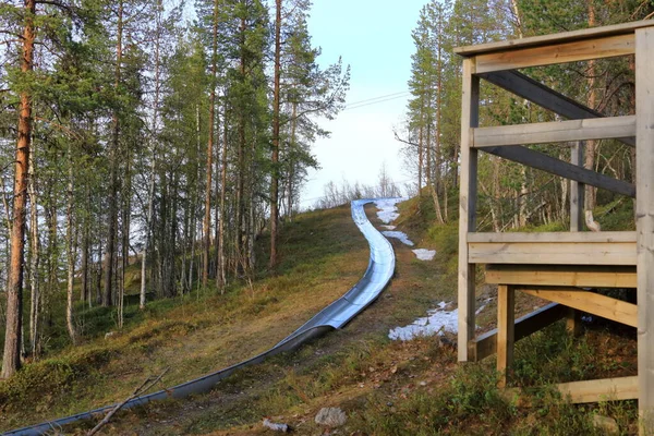 Corrida Tobogã Verão Levi Estância Esqui Lapônia Finlândia — Fotografia de Stock