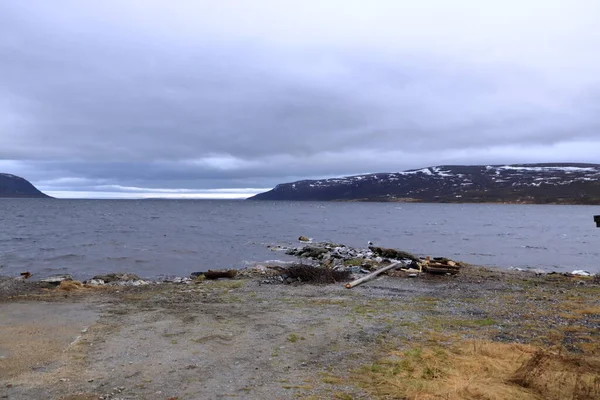 Landschap Uitzicht Porsangerfjorden Bij Finnmark Noorwegen — Stockfoto