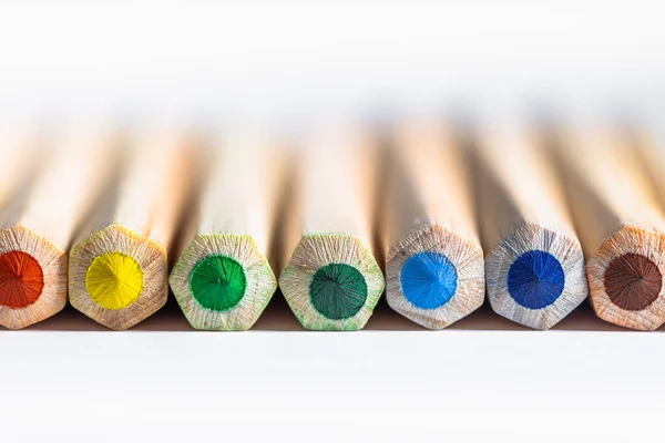 color rainbow pencils macro photo. education, drawing colors.