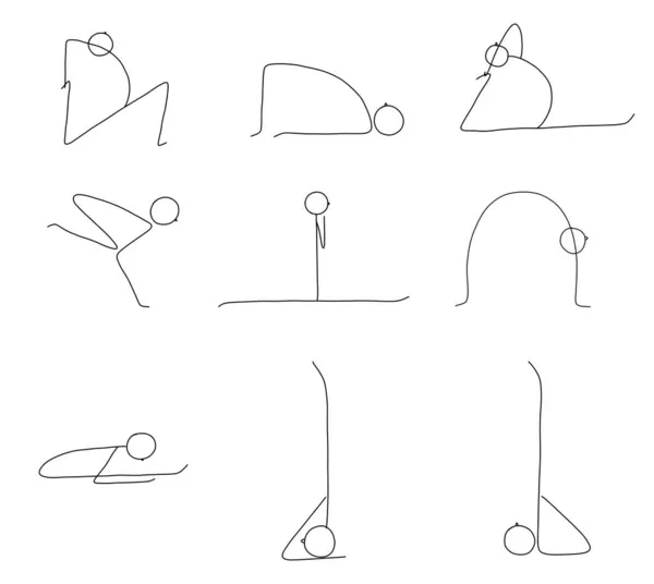 Arte Línea Planteas Simples Yoga Esquemático —  Fotos de Stock