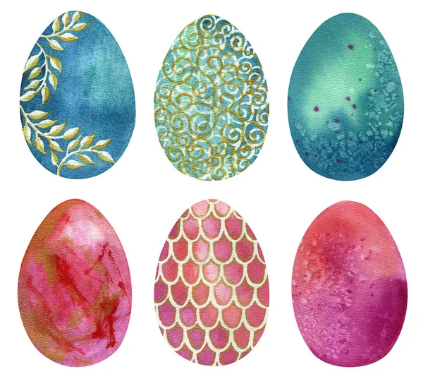 Ručně Kreslený Akvarel Ilustrace Abstarct Velikonoční Vajíčka Jasných Barvách Stock Obrázky