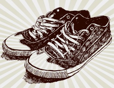 spor ayakkabı elle çizilmiş