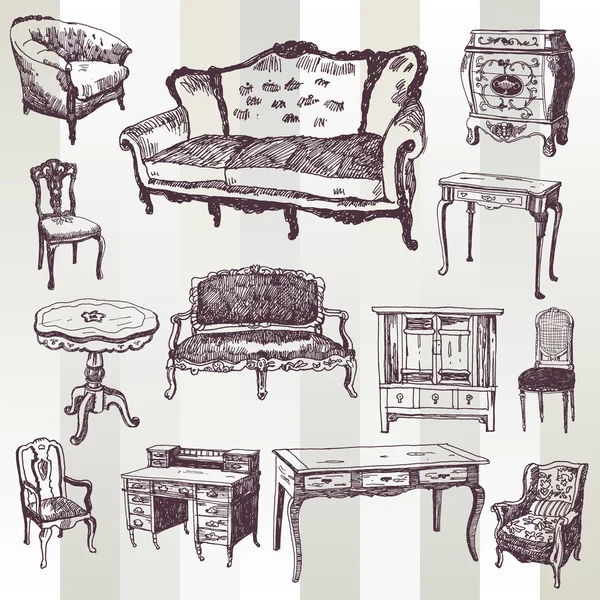 Muebles antiguos — Vector de stock