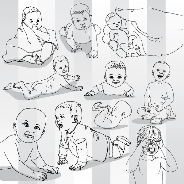 Kézzel rajzolt babák — Stock Vector