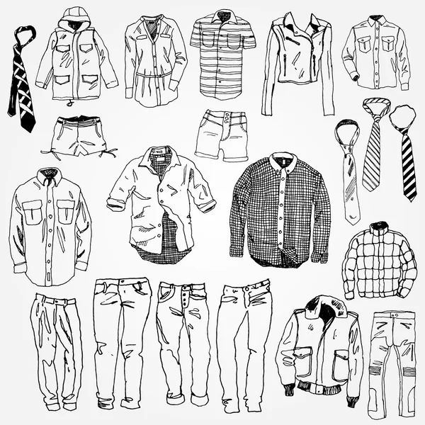 Set of Clothes Hand Drawn — Stock Vector