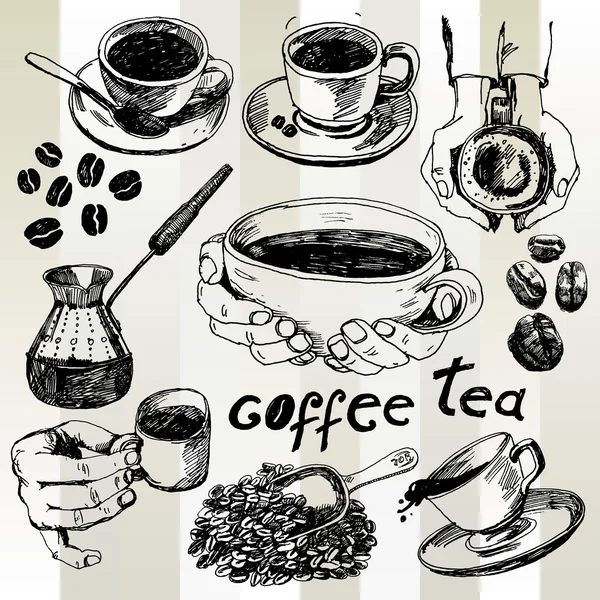 Kávé és teáskészlet — Stock Vector