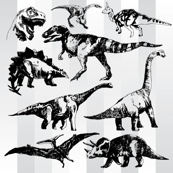 Conjunto de dinossauros — Vetor de Stock