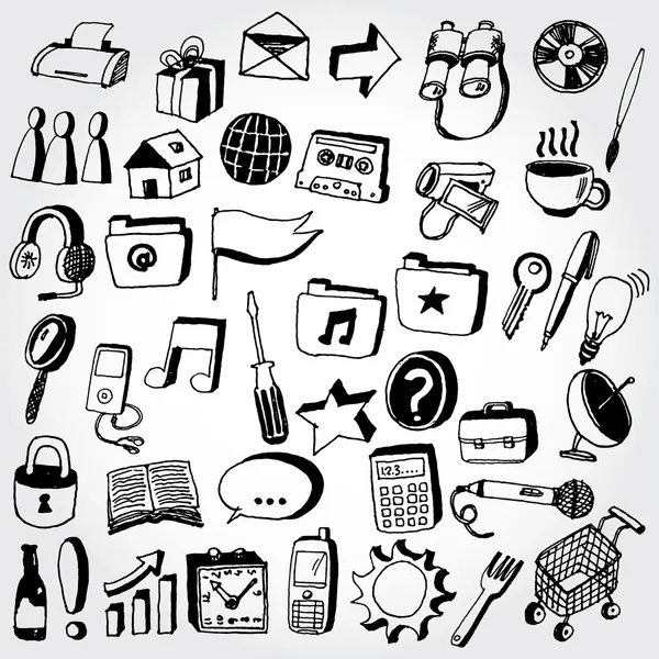 Collection of Doodled Icons — Stock Vector