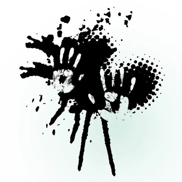 Grunge Splash mit Handabdrücken — Stockvektor
