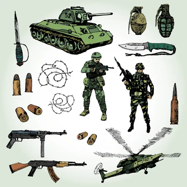 Military Things — Stock Vector