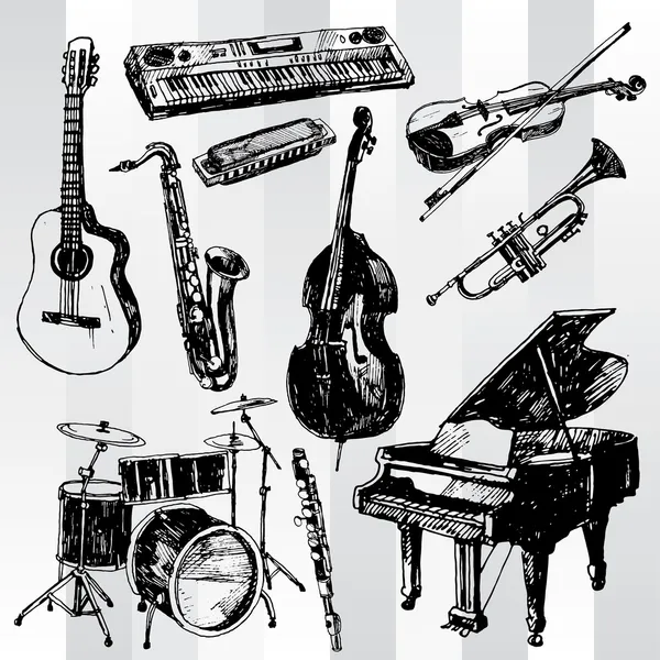 Instrumentos musicais — Vetor de Stock