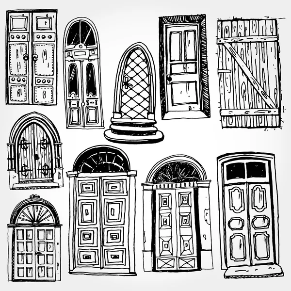 Puertas viejas — Vector de stock