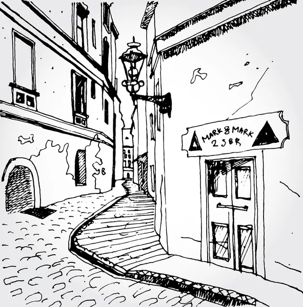 Эскиз старой улицы — стоковый вектор