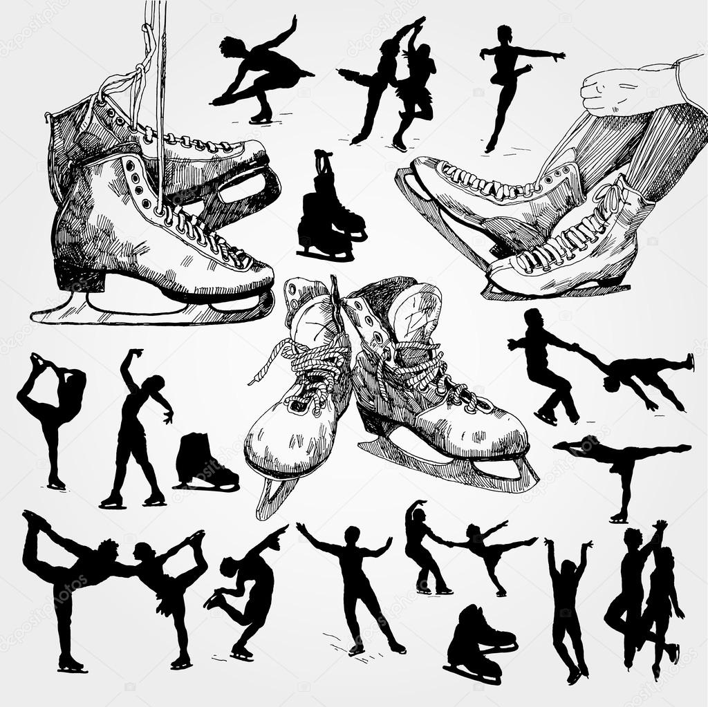 Skating doodles Figure Skating Doodles — Stock Vector © tsaplia 30845135