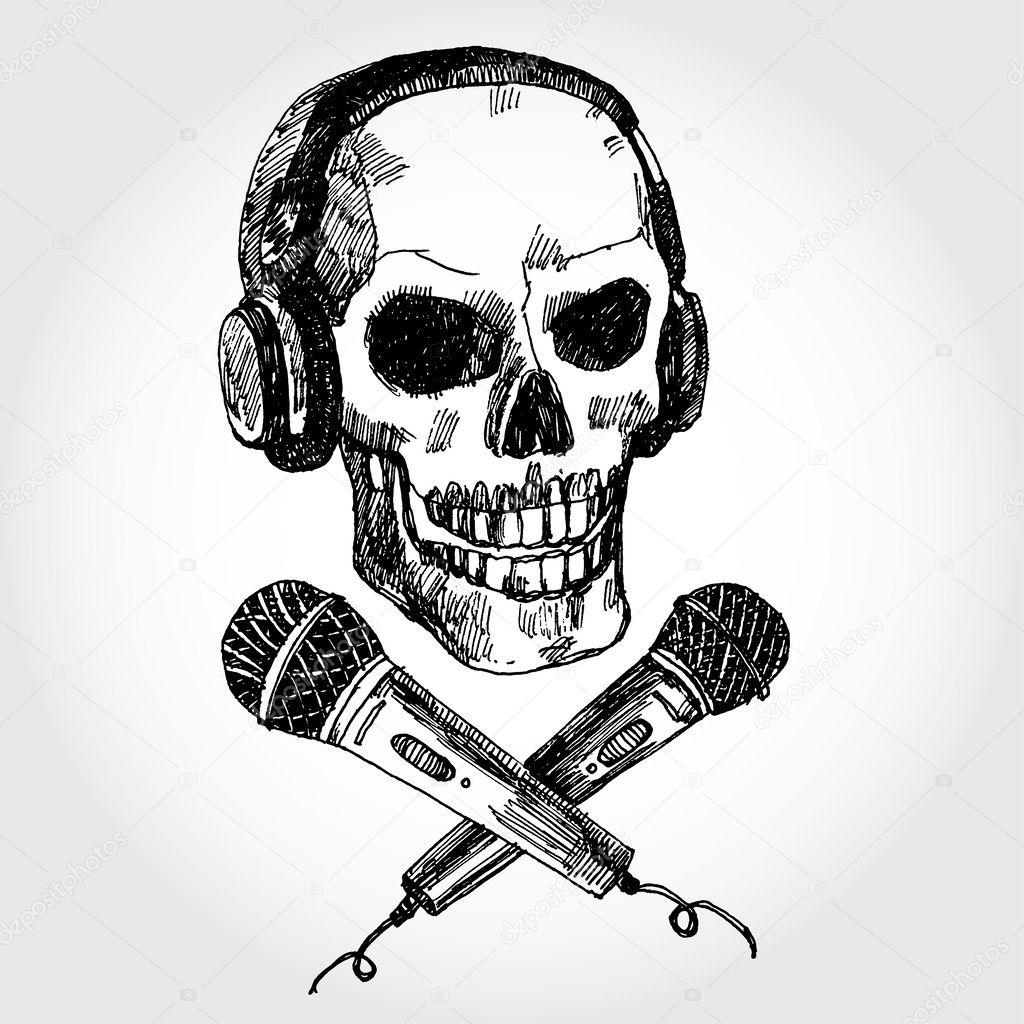 Skull with Microphones