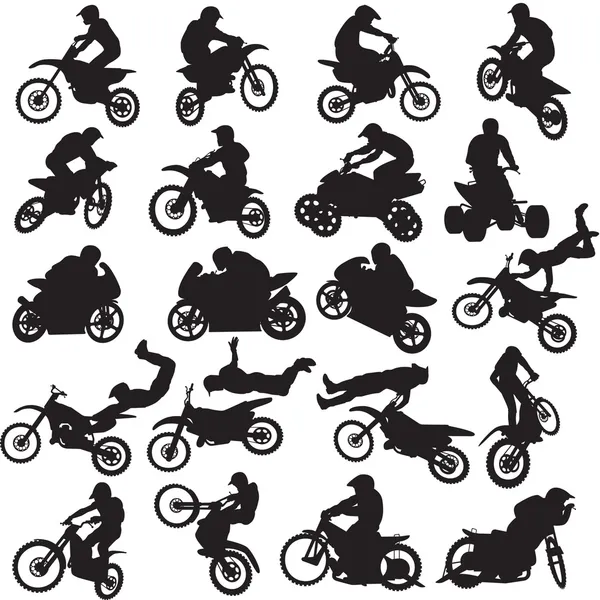 20 images of sportsmen of motorcyclists — Stock Vector