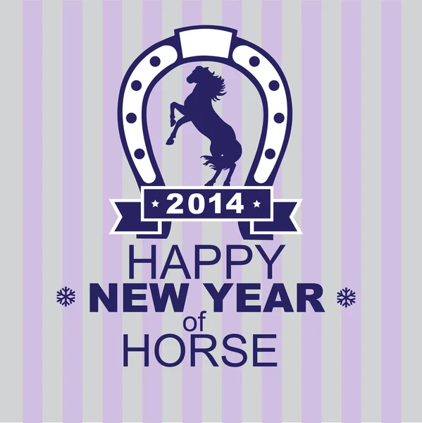 一匹马 2014年年新的一年卡 — 图库矢量图片