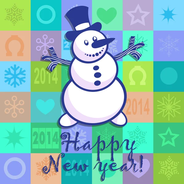 La tarjeta de Año Nuevo con la bola de nieve — Vector de stock