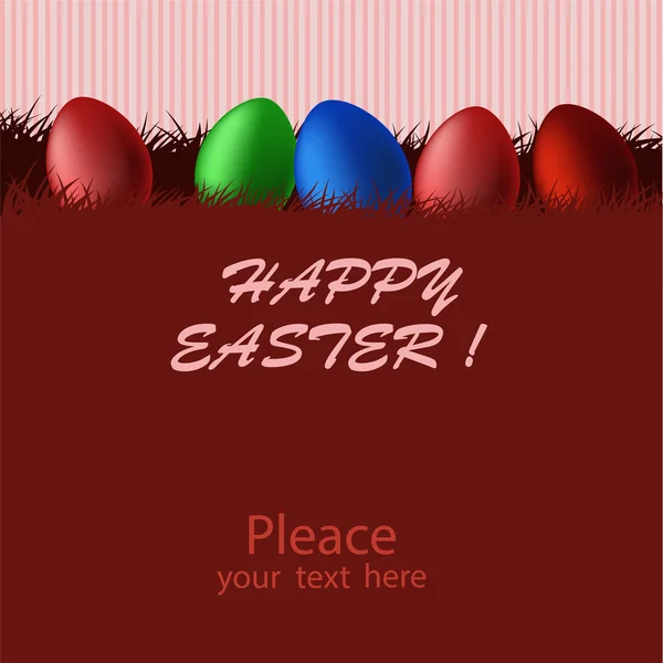 Red Easter card with eggs — Stock Vector