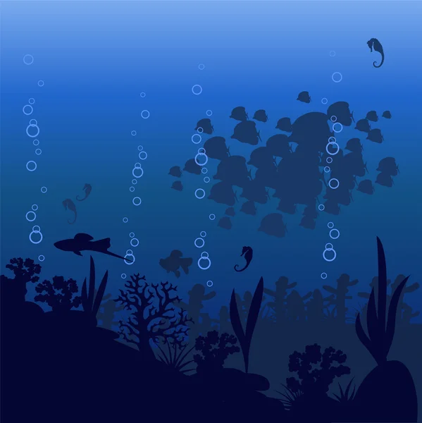 Vektorové ilustrace z mořské ryby na modrém pozadí — Stockový vektor