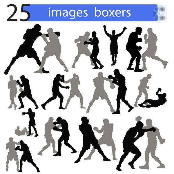 25 resim boksörler — Stok Vektör
