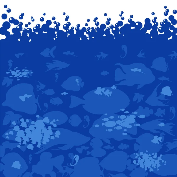 Imagen vectorial de los peces sobre fondo blanco-azul — Vector de stock
