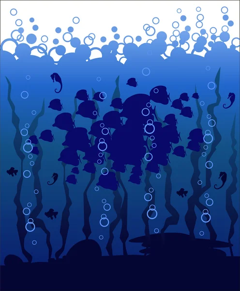 Vektorový obrázek mořské ryby na modrém pozadí — Stockový vektor