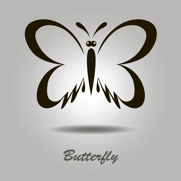 Vector black icon with butterfly — Stock Vector