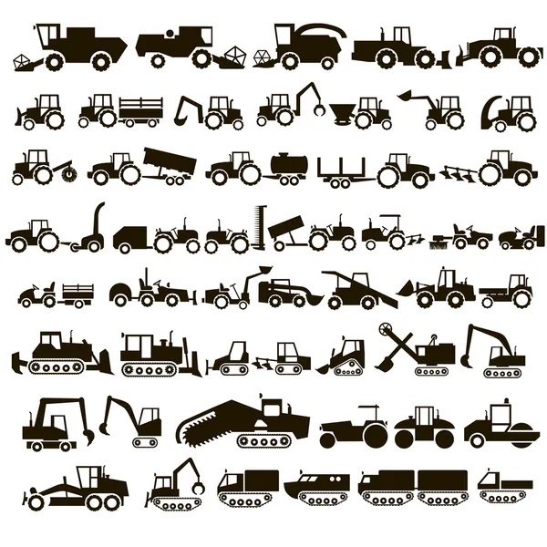 50 iconos vectoriales tractores — Vector de stock