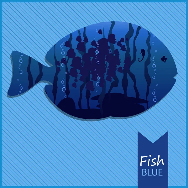 Vektorový obrázek ryby na modrém pozadí — Stockový vektor