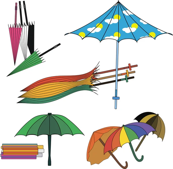 Набор различных зонтов — стоковый вектор