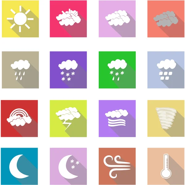 天气平面图标集和白色背景 — 图库矢量图片