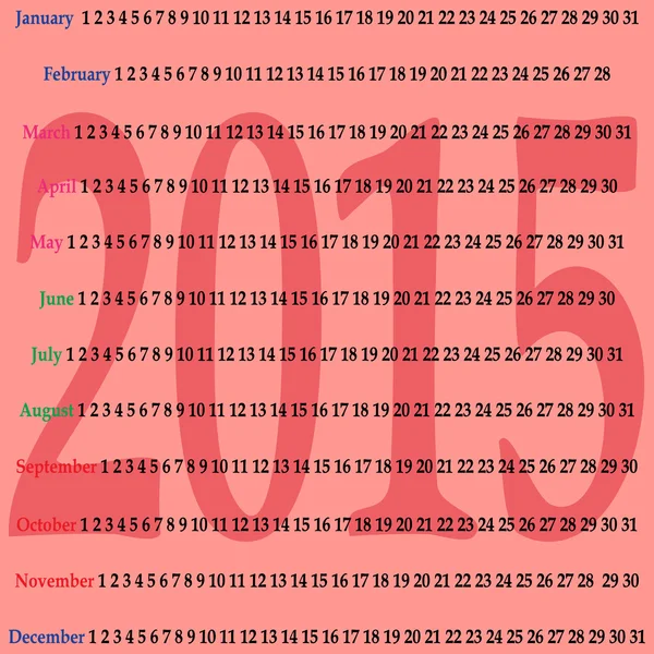 Calendario Gregoriano Annuale 2014, illustrazione vettoriale . — Vettoriale Stock