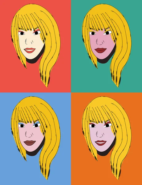 Visage de fille, pop art — Image vectorielle