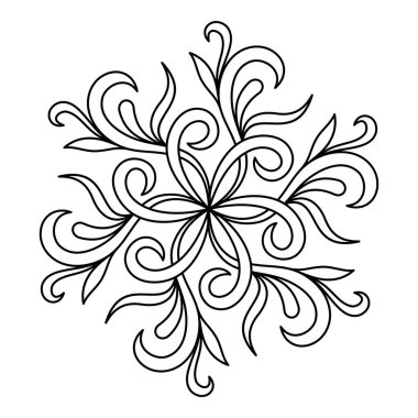 VECTOR 'daki beyazların arka bahçesinde yuvarlak çizgili bir mandala sahip yetişkinler için renk kitabı