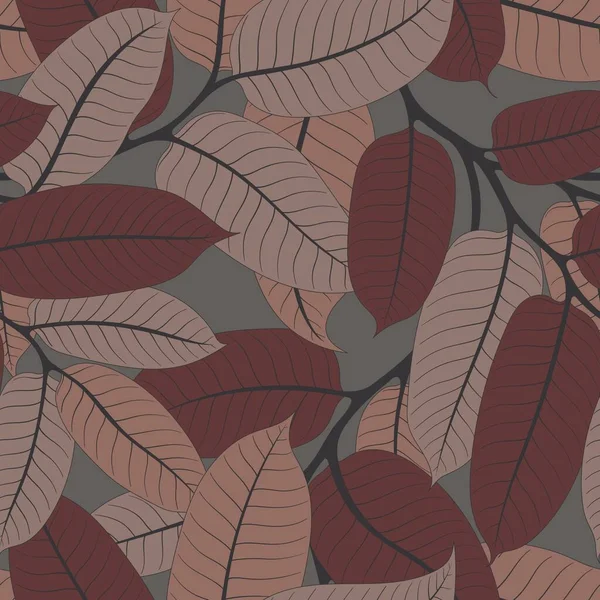 Modèles Sans Couche Avec Branches Burgundy Beige Virola Sur Gray — Image vectorielle