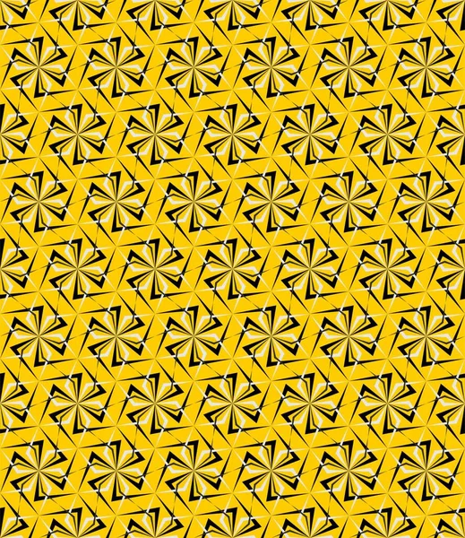 Желтый Бесшовный Патерн Геометрическим Флоральным Орнаментом Векторе — стоковый вектор