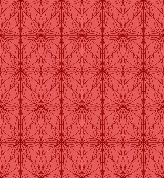 Modèle Sans Cou Rouge Avec Ornament Floral Linéaire Dans Vecteur — Image vectorielle