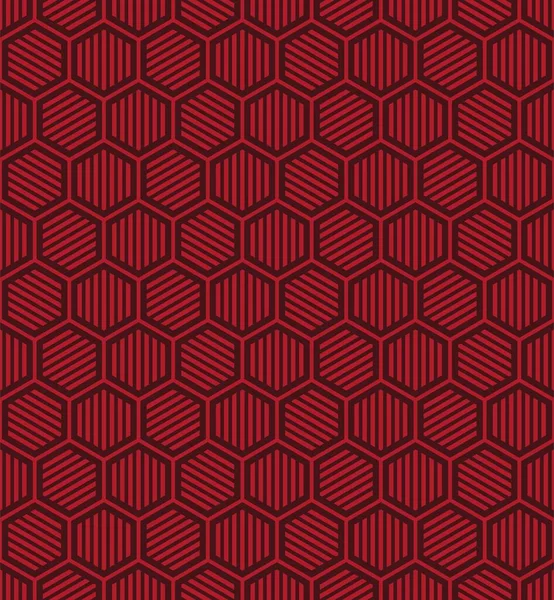 Modèles Sans Couche Avec Hexagons Sur Contexte Rouge Dans Vecteur — Image vectorielle