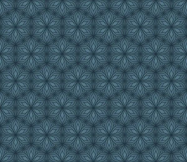 Modèle Bleu Vert Sans Couche Avec Ornament Linéaire Dans Vecteur — Image vectorielle